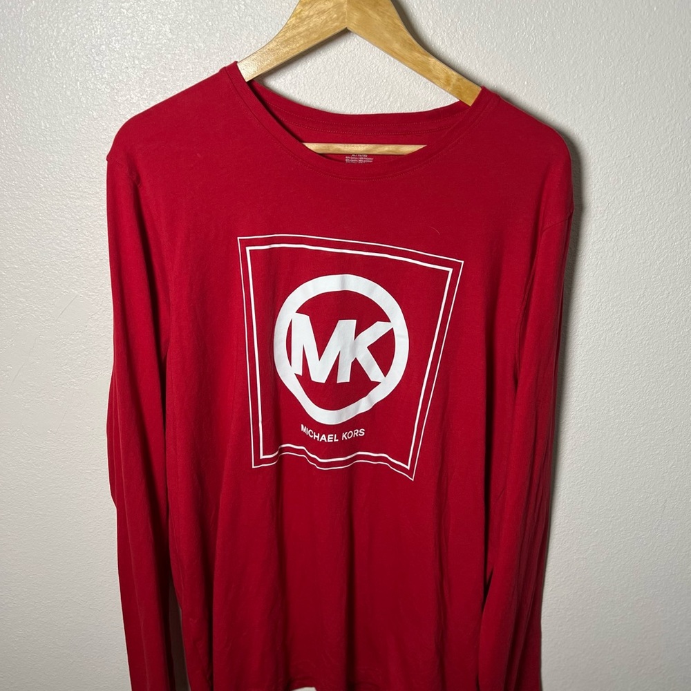 Michael Kors Red Long Sleeve Tee with MK Logo